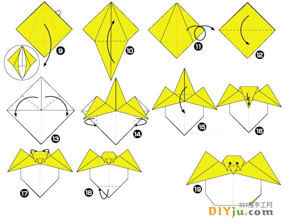 鸡折纸教程图片