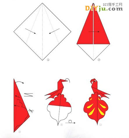 幼儿手工折纸：红腹锦鸡
