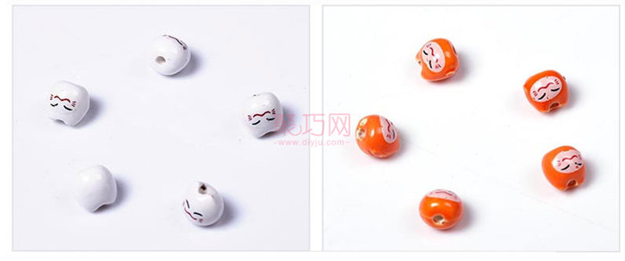 中国结材料8MM卡通纯色小猫陶瓷珠图1
