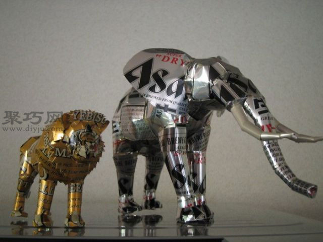 易拉罐手工制作的大象