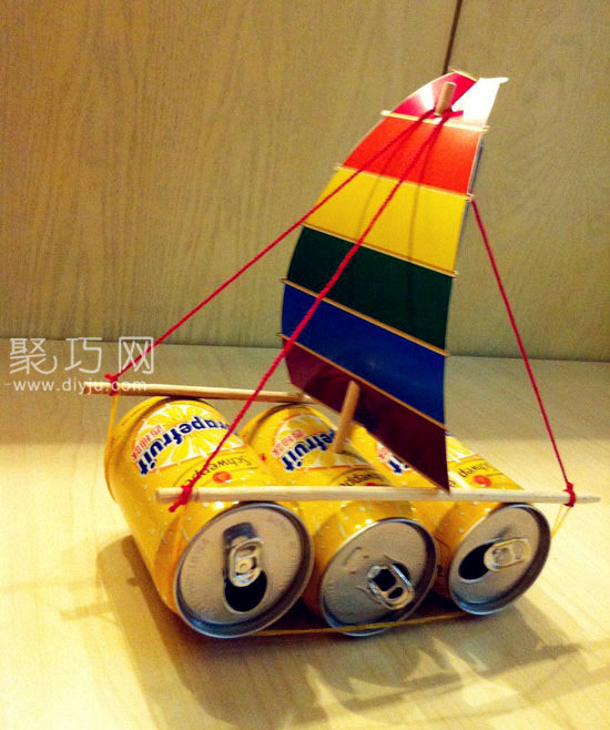 易拉罐手工制作环保小帆船