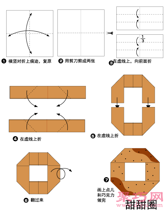 甜甜圈手工简单折纸教程
