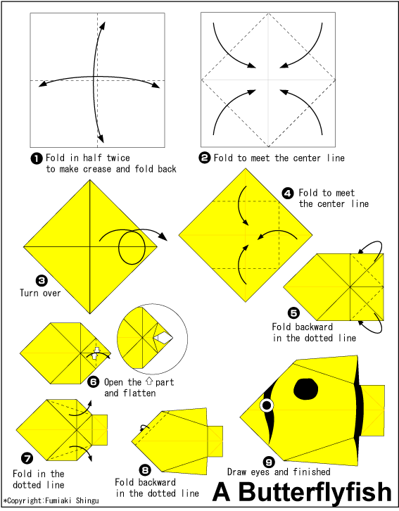 简单幼儿折纸蝴蝶鱼手工折纸教程