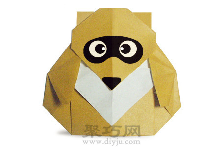 儿童简单动物手工折纸教程：折纸浣熊