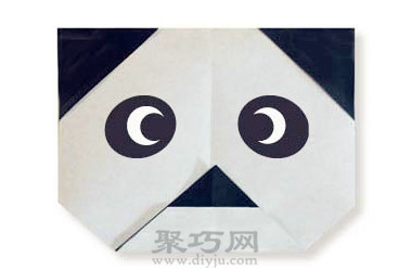 黑白胖乎乎的大熊猫脸折纸图解教程