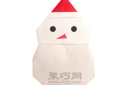 戴红帽的小雪人手工折纸