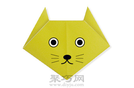 儿童动物折纸教程：小猫猫折纸