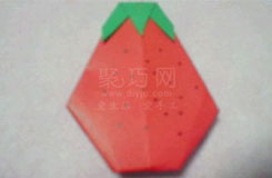 简单草莓的折法 平面草莓折纸图解