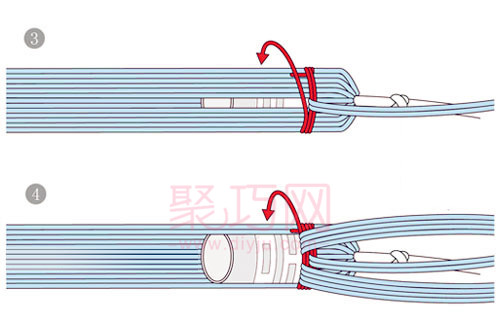 带吉字的中国结管子穗挑图案方式第2步
