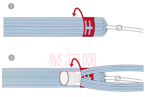 带吉字的中国结管子穗挑图案方式第4步