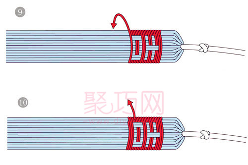 带吉字的中国结管子穗挑图案方式第5步